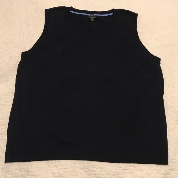 Talbots crew neck dark navy blue sweater tank (3X) - Picture 4 of 16